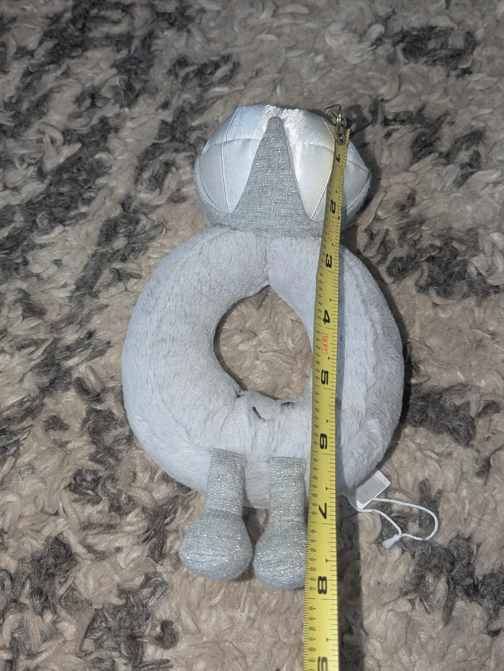 Jellycat Silver Gray Plush Rattle Ring Bib Toy